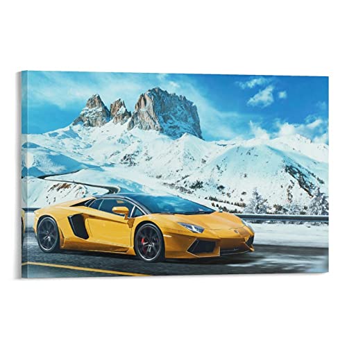 ZONDER Supercar Poster für gelbes Lamborghini Aventador Sportwagen-Poster, dekoratives Gemälde, Leinwand, Wandposter und Kunstbild, modernes Familien-Schlafzimmer, Dekor-Poster, 30 x 45 cm von ZONDER