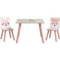 ZONEKIZ Kindertisch mit 2 Stühlen 3-teilig Kindersitzgruppe mit Tiermotiv, Kinder Tisch Stuhl Set Kindermöbel Sitzgruppe für Kinderzimmer, für 3-8 Jahren Kinder, Rosa Aosom ZONEKIZ Kindertisch mit 2 Stühlen 3-teilig Kindersitzgruppe mit Tiermotiv, Kinder Tisch Stuhl Set Kindermöbel Sitzgruppe für Kinderzimmer, für 3-8 Jahren Kinder, Rosa Aosom von ZONEKIZ