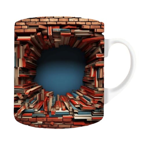 3D Bücherregal Tasse, Buchliebhaber Kaffeetasse, Book Lovers Tasse 350ml Kreative Bookshelf Mug, Geschenkideen Für Leseratten von ZONEWD