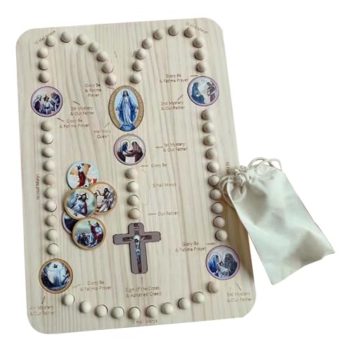 ZONEWD Christliches Gebetsbrett Holz Prayer Board Mit 54 Rosenkranzperlen Und Karton Weihnachtsdeko Christliche Geschenke von ZONEWD