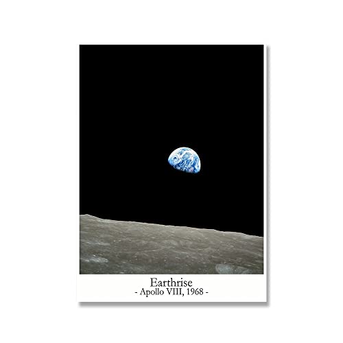 Earthrise Poster Apollo VIII Point of View on the Moon Prints Painting Space Planet Wall Art Picture Modern Home Decor (Color : A, Size : 40x50cm No Frame) von ZONJEE