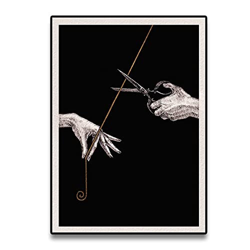 ZONJEE Faden des Lebens Antike griechische Mythologie Kunstdruck Leinwand Gemälde Poster Wandkunst Schwarz-Weiß-Bild Dark Academia Decor (Color : A, Size : 20X30cm No Frame) von ZONJEE