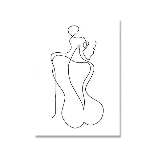 ZONJEE Badezimmer-Wand-Dekor-Leinwand-Malerei Get Naked Sign Canvas Art Poster One Line Sexy Woman Drawing Canvas Picture Painting (Color : A, Size : 50x70cm no Frame) von ZONJEE