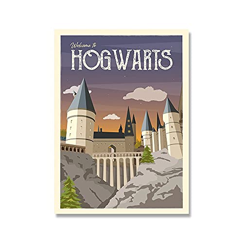 ZONJEE Film Hogwart Castle Poster and Prints Reise Landschaftsgärtner Vintage Film Poster Leinwand Malerei Abstrakte Bild Wohnkultur (Color : A, Size : 40x50 No Frame) von ZONJEE