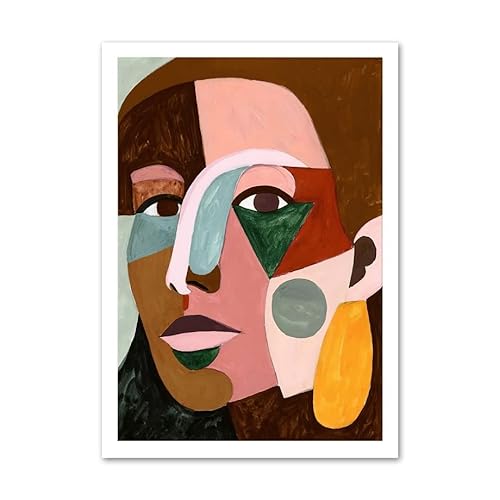 ZONJEE Frau Gesicht Geometrie Farbe Block Abstrakt Wandkunst Leinwand Malen Nordische Poster und Drucke Wandbilder for Wohnzimmer Dekor (Color : E, Size : 50X70cm No Framed) von ZONJEE