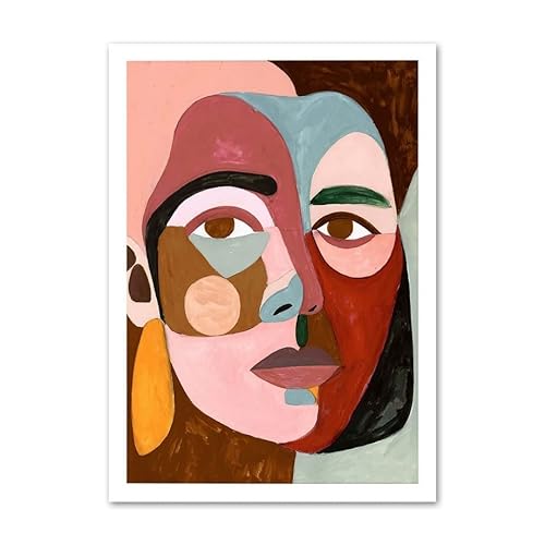 ZONJEE Frau Gesicht Geometrie Farbe Block Abstrakt Wandkunst Leinwand Malen Nordische Poster und Drucke Wandbilder for Wohnzimmer Dekor (Color : F, Size : 50X70cm No Framed) von ZONJEE