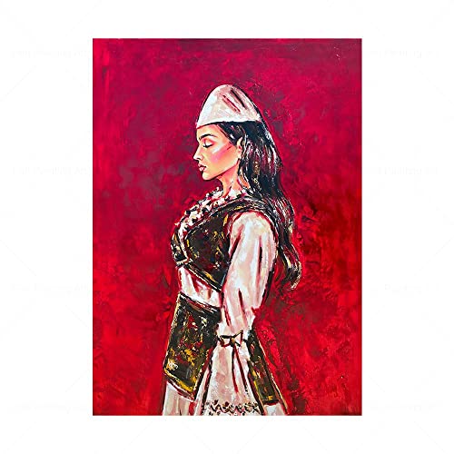 ZONJEE Porträt einer albanischen Frau, Art-Poster, moderne Ölgemälde auf Aquarell-Leinwand, Drucke Graffiti, Wandbilder, Wohnzimmer, Home Decor (Farbe: B, Größe: 40 x 60 cm unframed) von ZONJEE