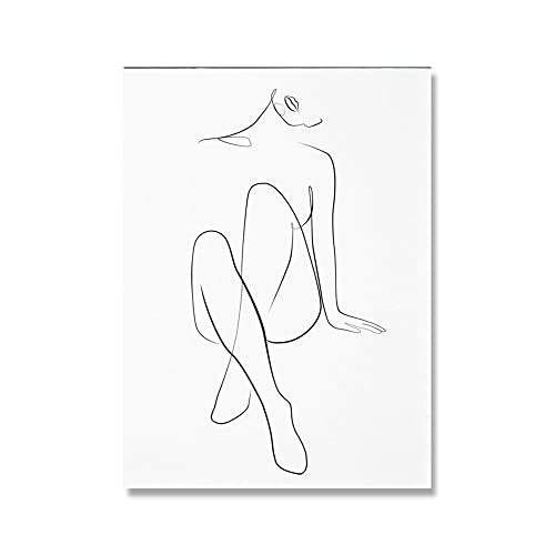 ZONJEE Schlafzimmer-Wand-Dekor-Leinwand-Malerei Get Naked Sign Canvas Art Poster One Line Sexy Woman Drawing Canvas Picture Painting No Frame (Color : A, Size : 21x30cm No Frame) von ZONJEE
