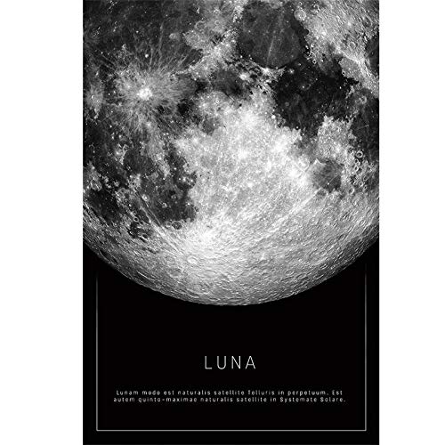 ZONJEE Schwarz-Weiß-Leinwand-Malerei Mond-Erde aus dem Weltraumdruck Poster Wohnzimmer Dekoration Wandbilder Luna Terra (Color : A, Size : 40x50cm no Frame) von ZONJEE