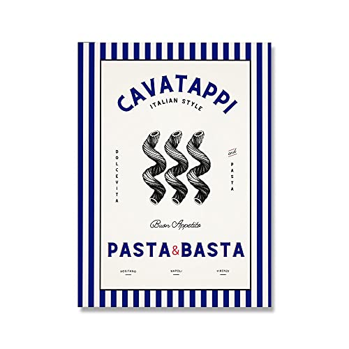 ZONJEE Vintage italienisches Essen Poster Makkaroni Spaghetti Leinwand Gemälde Wandkunst Bild Drucke modernes Esszimmer Küche Wohnkultur (Color : A, Size : 30x40cm No Frame) von ZONJEE