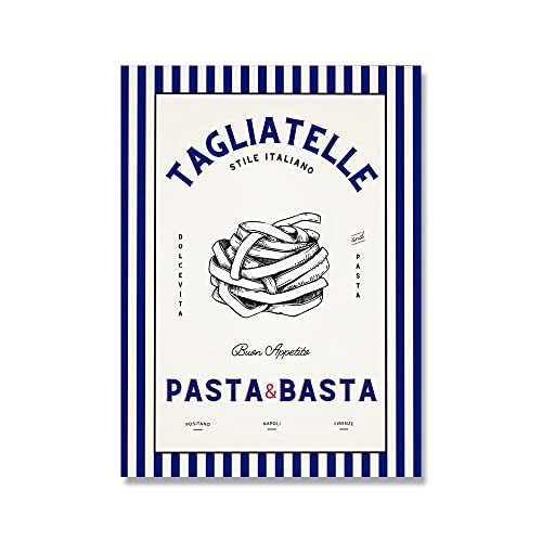ZONJEE Vintage italienisches Essen Poster Makkaroni Spaghetti Leinwand Gemälde Wandkunst Bild Drucke modernes Esszimmer Küche Wohnkultur (Color : D, Size : 30x40cm No Frame) von ZONJEE