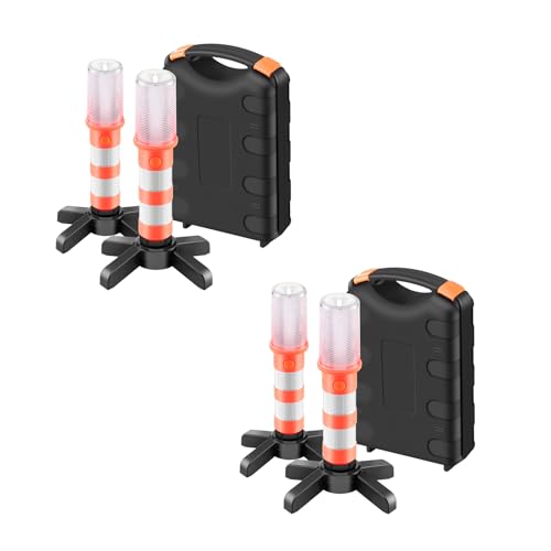 ZONJIE 2 Leuchten LED Notfall Flares Set, Rotes Licht für Autobahn Straß Sicherheitsleuchte Camping-Lampe Alternative zu Sicherheitsdreieck LED-Notfall (4) von ZONJIE
