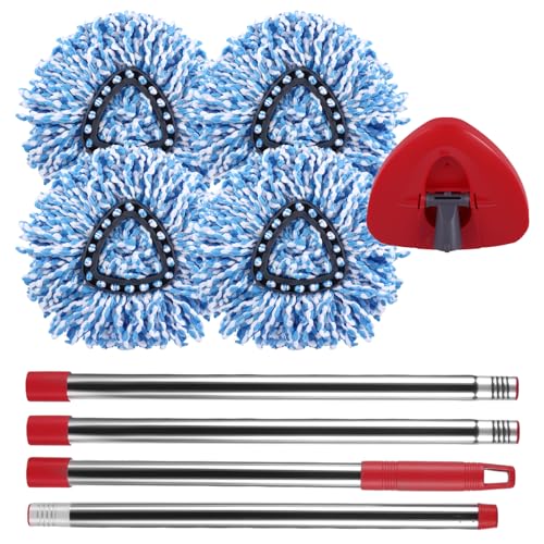 4er-Pack Moppköpfe für V-ileda Turbo Mop, Wischmopp Set, Mopp-Set 2-in-1-Mopp, Mopp-Ersatz, Easy Wring und Clean, Maschinenwaschbar Bodenschrubber mit 4 Moppköpfen, 1 Griff, 1 Scheuerbürste (Blau) 4er-Pack Moppköpfe für V-ileda Turbo Mop, Wischmopp Set, Mopp-Set 2-in-1-Mopp, Mopp-Ersatz, Easy Wring und Clean, Maschinenwaschbar Bodenschrubber mit 4 Moppköpfen, 1 Griff, 1 Scheuerbürste (Blau) von ZONJIE