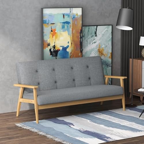 ZONJIE 2-Sitzer-Sofa, modernes, minimalistisches Holzsofa, gepolstertes Leinensofa, Gummibaumholz, 154,5 x 69,5 x 73 cm, Grau ZONJIE 2-Sitzer-Sofa, modernes, minimalistisches Holzsofa, gepolstertes Leinensofa, Gummibaumholz, 154,5 x 69,5 x 73 cm, Grau von ZONJIE