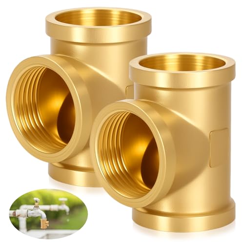 ZONJIE 2er-Pack Messing T-Stücke 1 Zoll Innengewinde T-Stück Durchmesser 32 mm, 1 Zoll T-Stück, Gewindefitting Abzweig-/Verteilerstück, geeignet für Trinkwassersysteme von ZONJIE