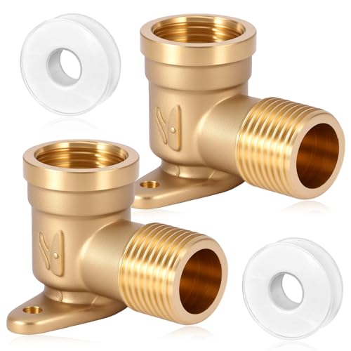 ZONJIE 2er-Pack Messing-Wandscheiben 1/2 Zoll, 90°-Bogen Messingwinkel 1/2 Zoll mit 2 Dichtbändern, Verschraubungswinkel für Verbundrohrsysteme, Wandwinkelverteiler-Fittingteile ZONJIE 2er-Pack Messing-Wandscheiben 1/2 Zoll, 90°-Bogen Messingwinkel 1/2 Zoll mit 2 Dichtbändern, Verschraubungswinkel für Verbundrohrsysteme, Wandwinkelverteiler-Fittingteile von ZONJIE