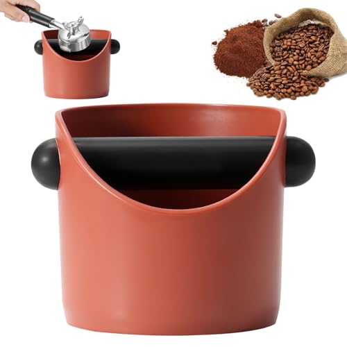 ZONJIE Kaffee-Abklopfbehälter – 0,45 l Kaffeesatz-Abklopfbehälter mit Abnehmbarer Abklopfleiste und Rutschfester Basis, stoßdämpfender Espresso-Abklopfbehälter für Siebträger (Karamell) von ZONJIE