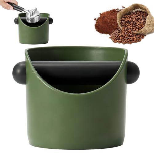 ZONJIE Kaffee-Abklopfbehälter – 0,45 l Kaffeesatz-Abklopfbehälter mit abnehmbarer Abklopfleiste und rutschfester Basis, stoßdämpfender Espresso-Abklopfbehälter für Siebträger (grün) von ZONJIE