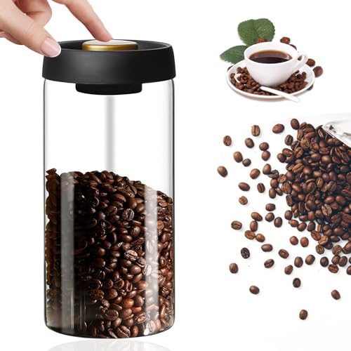 ZONJIE Kaffeedose Luftdicht, Vakuum-Kaffeebehälter 1800 ml, luftdichte Glas-Vorratsdose mit Deckel, für Kaffeebohnen, Lebensmittel und Gewürze von ZONJIE