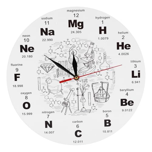 ZONJIE Moderne, runde, stille Uhr aus Acryl, 30,5 cm, Periodensystem der Chemie, Wissenschaft, Wandgeschenk für Liebhaber von ZONJIE