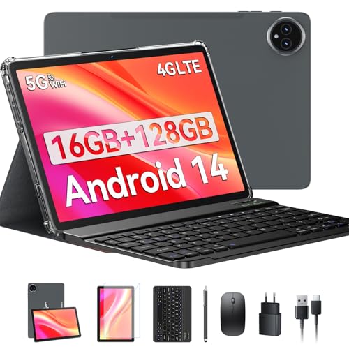 2025 Neueste 10.1 Zoll Tablet Android 14, Tablet mit Tastatur Maus und Stift,16GB+128GB(1TBTF), 4G LTE Tablets Mit 2 SIM 1 SD Slot, 5G Wifi Tablette PC, Octa-Core|13+10MP|8650mAh|1080FHD|GPS -Grau 2025 Neueste 10.1 Zoll Tablet Android 14, Tablet mit Tastatur Maus und Stift,16GB+128GB(1TBTF), 4G LTE Tablets Mit 2 SIM 1 SD Slot, 5G Wifi Tablette PC, Octa-Core|13+10MP|8650mAh|1080FHD|GPS -Grau von ZONKO