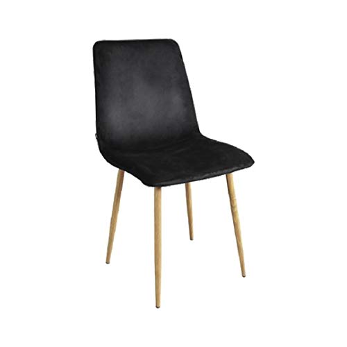 ZONS 6 Stück Zak Stuhl aus schwarzem Samt, 4 Füße aus Metall, Holzoptik, Schwarz von ZONS