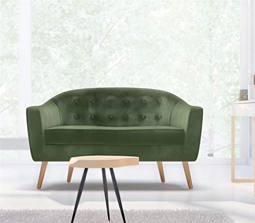 Zons Canapé Places Vert Sapin Style scandinave au Pieds en Bois KLARY Sofa 2-3 Sitzer aus Velours, Tannengrün, skandinavischer Stil im Vintage-Look, Füße aus Holz, Wildleder, grün, 0 von ZONS