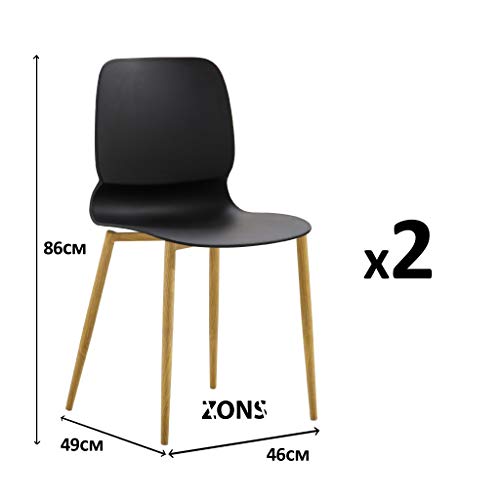 Zons MAZ 2 Stühle aus Metall mit Sitzfläche aus PP schwarz von ZONS