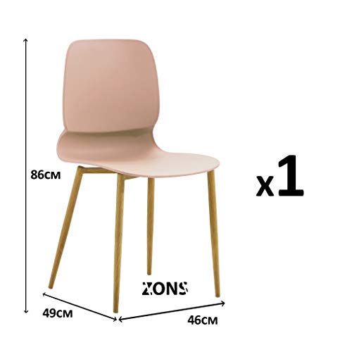 Zons MAZ Stuhl aus Metall mit Sitzfläche aus Polypropylen, Rosa von ZONS