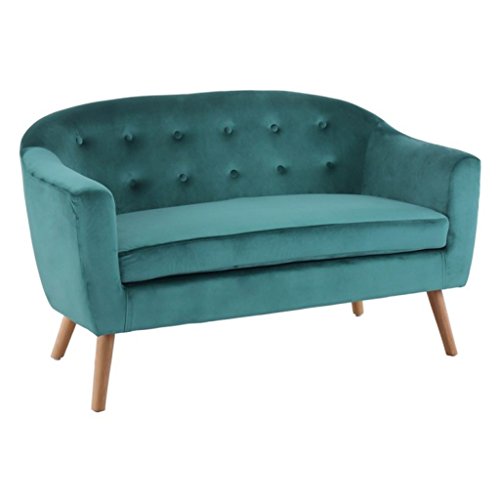 Zons Sofa aus grünem Velours, L 130 x B 77 x H 78 cm von ZONS