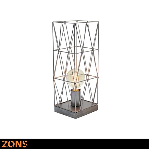 Zons Tischleuchte, Metall, 13 x 13 x 38 cm, Edison-Glühbirne grau von ZONS