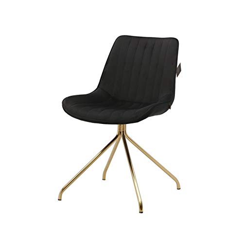 Zons 2 Stühle, Kylie aus Veloursleder, Fuß vergoldet, Schwarz, 59,5 x 51 x 83 cm von ZONS