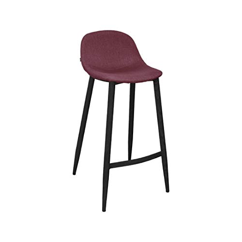 Zons Easy to CLEAN Tabouret TISSUS Bordeaux Avec Pieds Noir Leicht zu reinigende, Bar-Look, Bordeauxstoff, mit schwarzen Füßen, x-Large von ZONS