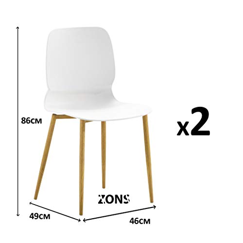 Zons MAZ Set mit 2 Stühlen aus Metall mit Sitzfläche aus Polypropylen, weiß, 46 x 49 x 86 cm von ZONS