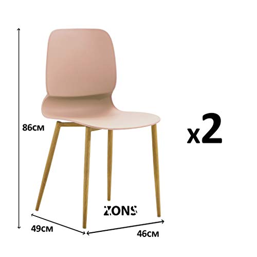 Zons Miss 2 Stühle aus Metall, mit Sitzfläche aus Polypropylen, Rosa/Violett von ZONS