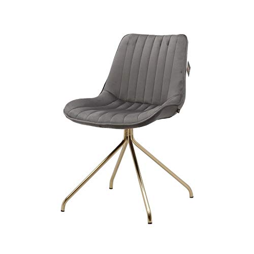 Zons Set mit 2 Stühlen Kylie aus Velour mit goldfarbenem Fuß, grau, 59.5x51xH83 cm von ZONS