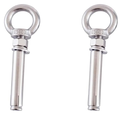 Dehnschrauben Ringschraube, 2 Stück M12-Expansionsringschraube mit Ringmutter, 304 Edelstahl-Hebebolzen for Wandanker und Ziegel(M12x90mm) von ZONSHJDKR