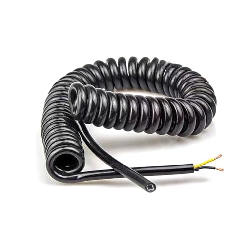 Elektrisches Kabel 2 Adern Spiral-Dehndraht 24AWG 20AWG 17AWG 14AWG Schwarzes Netzkabel 2,5 Meter 5 Meter 7,5 Meter Federteleskopkabel Einziehbare Spule(Line length 2.5meter) von ZONSHJDKR