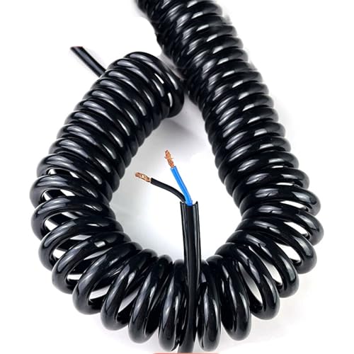 Elektrisches Kabel Feder 2 Adern Schwarzes Netzkabel Feder Teleskopdraht 24AWG 20AWG 17AWG 14AWG Spiralkabel 2,5-7,5 Meter erweiterbarer Draht(2 Core 17awg,Line length 2.5meter) von ZONSHJDKR