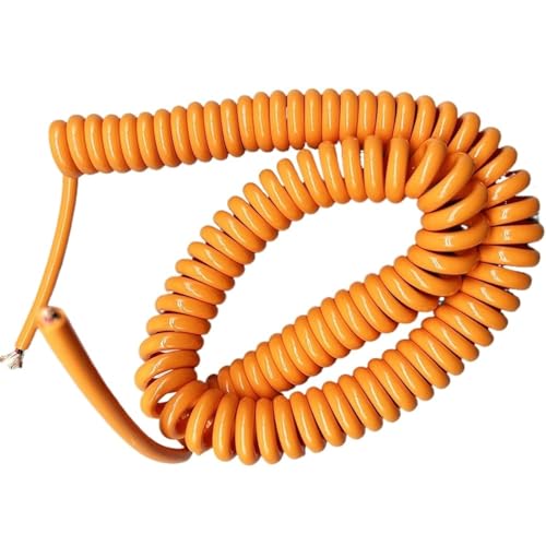 Elektrisches Kabel Feder 3-adrig 1 mm² Ladesäule Federspiralkabel Orange Kupfer-Dehnungsdraht Dehnung 1 Meter bis 20 Meter Einziehbare Spule(Stretch 4 Meters) von ZONSHJDKR