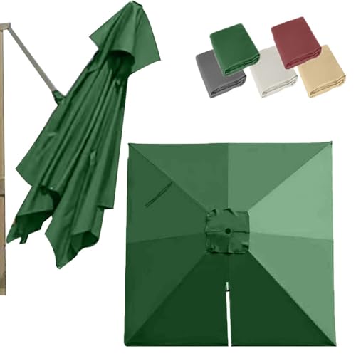 Ersatzdach Quadratischer freitragender Terrassenschirm, 2,44 m, 3 m, 8 Rippen, Ersatzstoff for Sonnenschirme, Ersatzstoff for Garten- und Pool-Sonnenschirme, Sonnenschutzabdeckung(Dark Green,2.5m(8')) von ZONSHJDKR