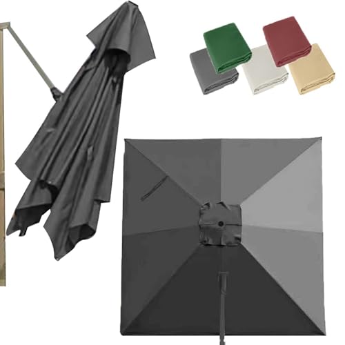 Ersatzdach Quadratischer freitragender Terrassenschirm, 2,44 m, 3 m, 8 Rippen, Ersatzstoff for Sonnenschirme, Ersatzstoff for Garten- und Pool-Sonnenschirme, Sonnenschutzabdeckung(Gray,3m(10' )) von ZONSHJDKR
