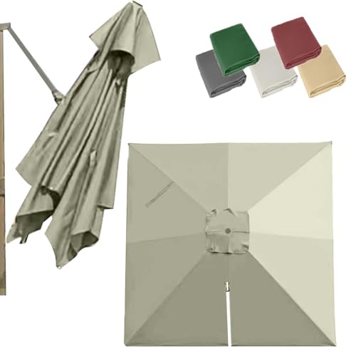 Ersatzdach Quadratischer freitragender Terrassenschirm, 2,44 m, 3 m, 8 Rippen, Ersatzstoff for Sonnenschirme, Ersatzstoff for Garten- und Pool-Sonnenschirme, Sonnenschutzabdeckung(Taupe,3m(10' )) von ZONSHJDKR
