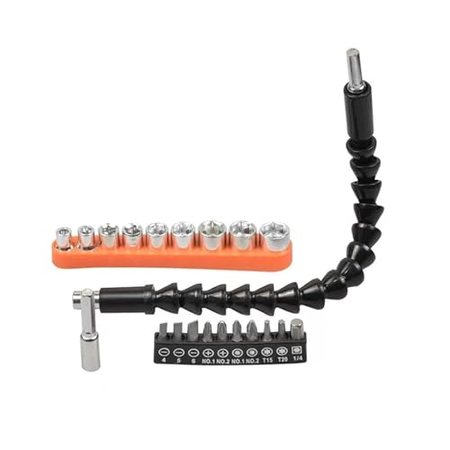Flexible Bohrerverlängerung Flexibles Winkelverlängerungs-Bit-Kit for Bohrer oder Schraubendreher, 1/4-Zoll-Steckschlüsseladapter, Werkzeug, Bohrer, rechtwinkliger Bohraufsatz(32pc) von ZONSHJDKR