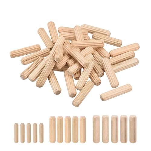 Holzdübel Schrankschubladenstifte, rund, geriffelt, abgeschrägte Enden, Holzhandwerk, Dübelstifte, Stange, Möbelbeschlag, Dübelstift, 36/50/100 Stück(8x30mm 36pcs) von ZONSHJDKR