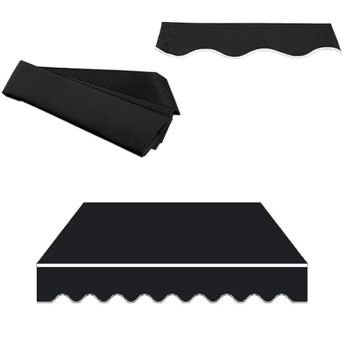 ZONSHJDKR Ersatz-Segeltuch für einziehbare Markise 13x8ft, Türfenster-Sonnenschutz-Segeltuch, Terrassen-Sonnenschutz-Überdachung, Ersatz-Markisentuch(Black,12x10ft/3.5x3.0m) von ZONSHJDKR