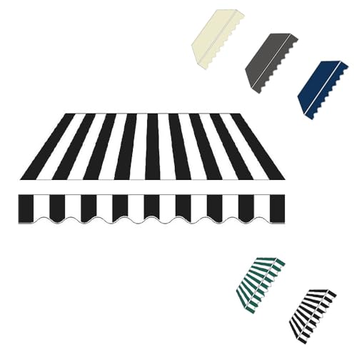 ZONSHJDKR Ersatz-Segeltuch für einziehbare Markise 8ft 10ft 12ft 16ft 20ft, Sonnenschutzdachabdeckung Ersatz wasserdichtes Tuch(Black,3.5x2.5m(12x8ft)) von ZONSHJDKR