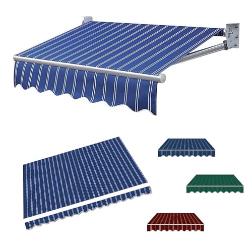 ZONSHJDKR Ersatz-Segeltuch für einziehbare Markise 8ft 10ft 13ft 18ft Polyester Canvas Fenstertür Sonnenschutz Schutzabdeckung, Manuelles Deck Sonnenschutzdach Tuch(Blue,3.5x3.0m(12x10ft)) von ZONSHJDKR