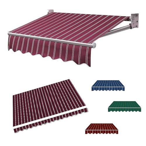 ZONSHJDKR Ersatz-Segeltuch für einziehbare Markise 8ft 10ft 13ft 18ft Polyester Canvas Fenstertür Sonnenschutz Schutzabdeckung, Manuelles Deck Sonnenschutzdach Tuch(Red,6x3.0m(20x10ft)) von ZONSHJDKR