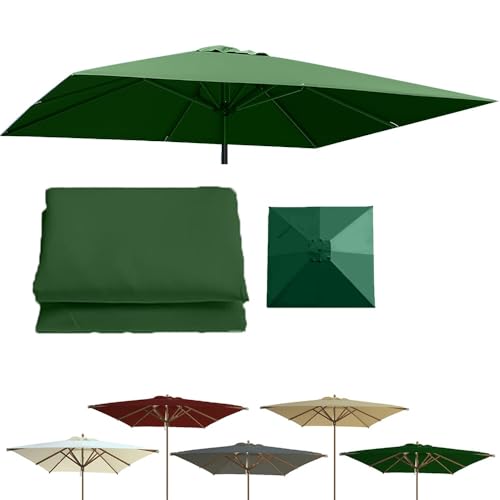 ZONSHJDKR Ersatzdach 10'x10' quadratischer Terrassenschirm, 8 Rippen, Ersatzstoff for Gartentischschirme, Sonnenschirmabdeckung for Marktpools, UV-beständiges Segeltuch(Dark Green) von ZONSHJDKR